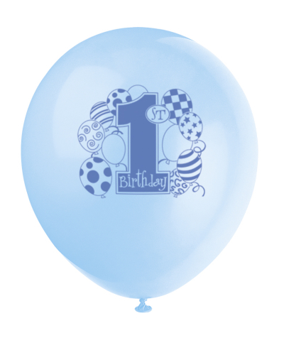 ballon med 1 tal til første fødselsdag lyseblå
