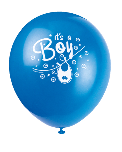 blå ballon til babyshower