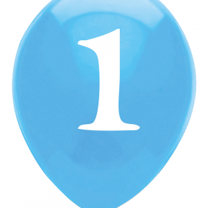 balloner til 1. fødselsdag med 1 tal, lyseblå