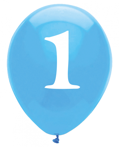 balloner til 1. fødselsdag med 1 tal, lyseblå