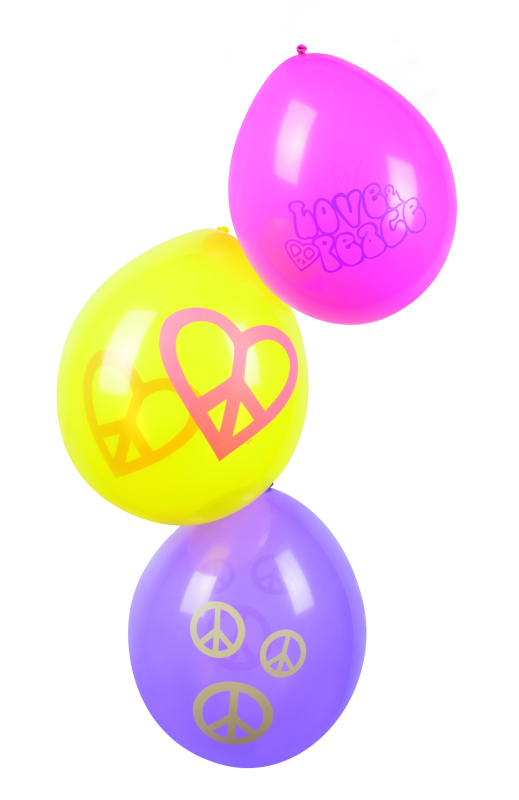Billede af Balloner med hjerter og peace-tegn - 6 stk.