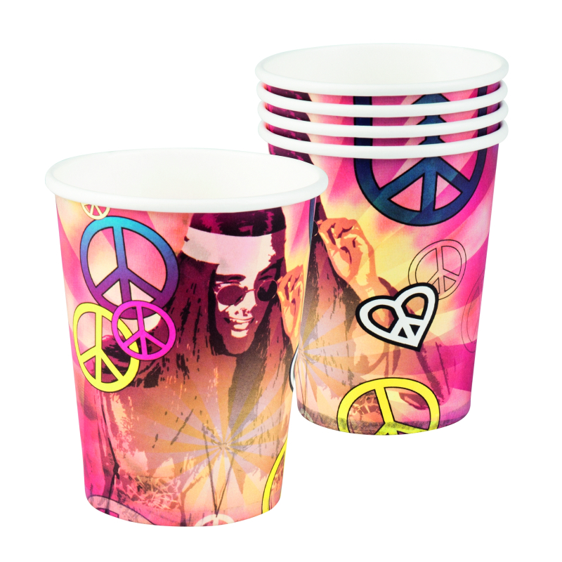 Billede af Papkrus til pigefødselsdag 'Love & Peace' - 6 stk.