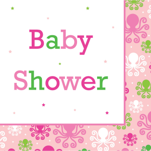 baby shower servietter i lyserødt