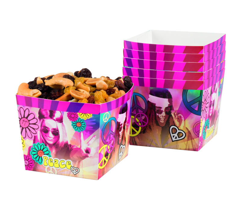Hippie bægre, popcornboks, slikboks som bordpynt - 1 stk.