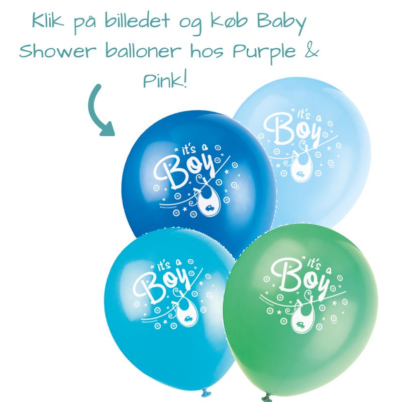 Køb balloner til babyshower hos Purpleandpink.dk